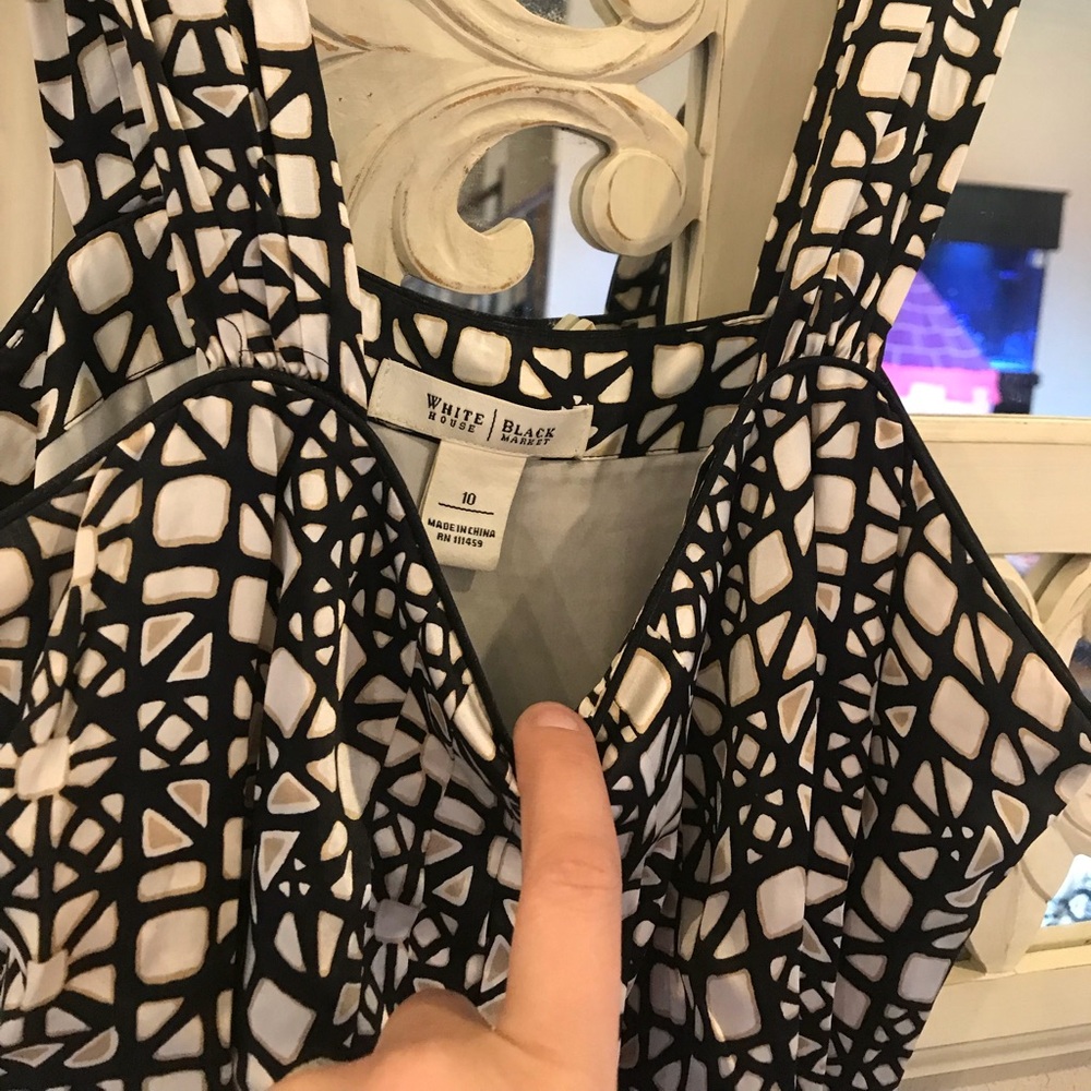 White House Black Market Black and White Geometric Midi Dress - Picture 4 of 7